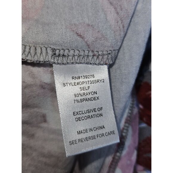 2/$35 Danielrainn Pullover Cap Sleeve Gray Foral Top Women Size Petite XS - Picture 7 of 8